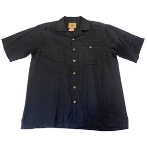 Joe Marlin Hawaiian Shirt Black Button Down - Size Men's Medium